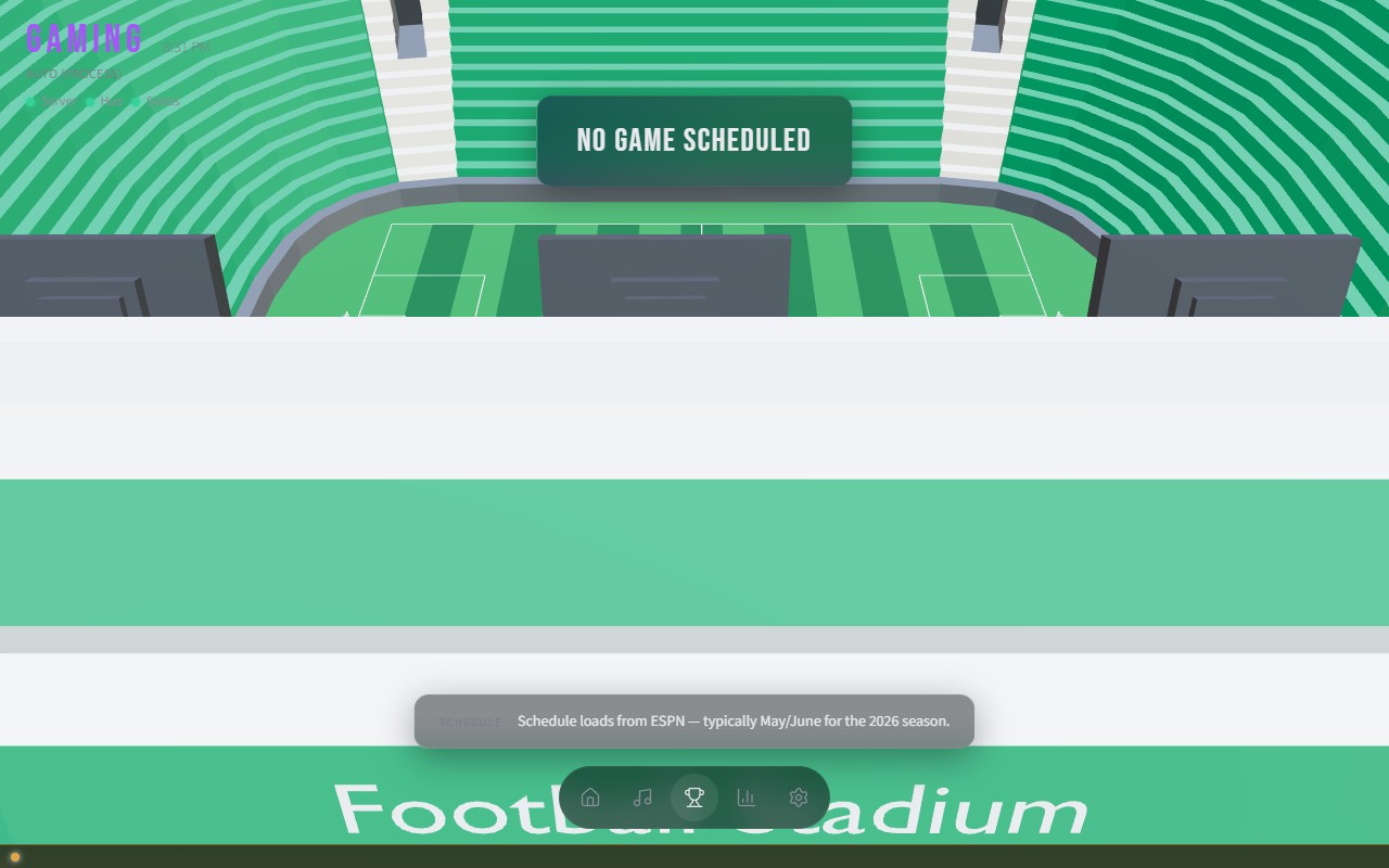 Home Hub dashboard during a Colts game
